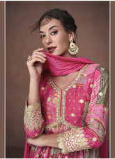 Pure Organza Silk Gown in Pink